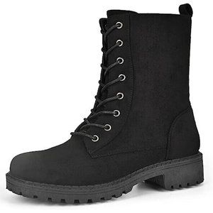 Ready Salted Women’s Size 10 Black Cleated Biker Lace Up Zipper Side Boots Dott